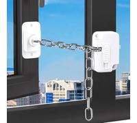Window Lock Children, Pack of 2 Window Lock Chain, Fridge Lock, Child Safety Window, Window Locks, Door Chain, No Drilling - Child Pet Safety Cabinet Lock for Childproof