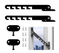 Window Lock Set, Set of 2 Window Stoppers, Tilting Window Locks, Metal, Surge Protection, Window Latch, Tilting Window Protection with Screws, Window Tilt Regulator, for Adjusting the Window Opening