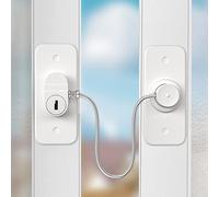 Window Locks AOSITE 12 Packs Window Safety Lock Versatile Self Adhesive for Window Restrictor UPVC No Drilling, Refrigerator Lock with Key Child Pet Child Safety Cable Lock for Childproof
