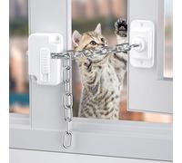 Window Locks Pets Child Safety, 2 Pack Adjustable Window Restrictors with Stainless Chain, No Drilling Window Safety Locks for UPVC Metal Wood for Baby Pet Protection Sliding Windows