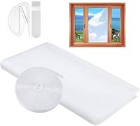 Window Mesh Insect Screen, 1PC DIY Self-Adhesive Insect Netting for Windows, 130X150CM Window Bug Screen Mosquito Fly Net with A Rolls of Hook Sticky Tape, Suitable for Many Types of Windows White