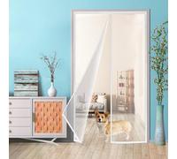 Window Net Screen with Magnet, 110x175 cm Tight Self Closing Magnetic Seal, Hands Free, Pet and Kid Friendly, Full Frame Hook & Loop Innovative, White