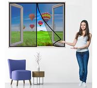 Window Nets for Flys, 120x115 cm Fly Screen with Strong Magnets and Bottom Weight bar, Anti Tearing Reinforced Top, Pet and Kid Friendly, Black P