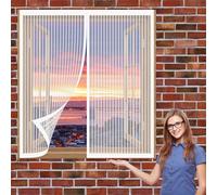 Window Nets to Keep Bugs Out 110 x 92 cm(43 x 36inch) Magnetic Fly Screen Window Prevents Insects No Drilling Or Screwing Easy Installation Insect Netting Fitted to Multiple Windows, White