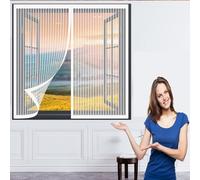 Window Nets to Keep Bugs Out 128 x 122 cm(50 x 48inch) Screen Mesh Window Screen Prevents Insects No Drilling Or Screwing Easy Installation Insect Screen Window for Various Windows, White