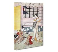 Window Opening Toward the Sea by Harunobu Suzuki Canvas Print | Gallery Wrapped 30mm Frame Wall Art | 30x20 inches | Ready to Hang | Coastal Seascape Picture | Living Room Bedroom Lounge Office