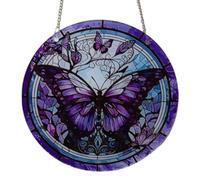 Window Ornament Tree, Butterfly Suncatcher for Windows | Colorful Acrylic Window Decor Suncatcher, Stained Glass Suncatcher Decorative for Window Wall, Living Room Decoration Povanjer