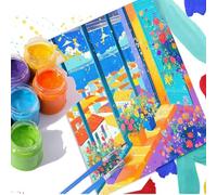 Window Paint by Numbers for Adults Beginners, Flower Paint by Numbers Kits with Brushes, DIY Watercolor Oil Paintings Arts And Crafts Hobbies for Adults Women Gift, No Framed, Wall Art 18x18 Inch d128