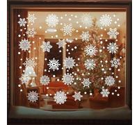 Window Pictures Christmas Snowflakes Decoration White, 85 Reusable self -Adhesive Static PVC Sticker Christmas Decorations for Windows, Glass, Door
