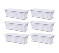Window Planter - 6 Piece Outdoor Boxes, UV-Resistant Gardening Pots, Built-In Drainage Holes, Durable Planter Containers For Vegetables Flowers Balcony Backyard Kitchen Home Gardening
