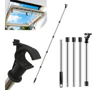 Window Pole Opener 1.86m Multi-Part Telescopic with Hook for Velux GGL GGU Skylight Roof Windows Sectional Skylight Pole for Blinds Loft Hatch Vertical Horizontal Sliding Windows Stainless Steel