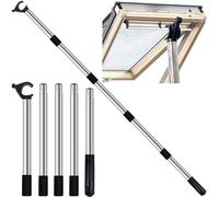 Window Pole Opener, 1.86m Telescopic Pole for Roof Windows and Blinds, Compatible with Velux GGL & GGU Skylight Roof Windows, Stainless Steel Multi - Part Sky Light Window Pole Opener with Hook