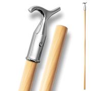 Window Pole Opener and Loft Ladder Pole with Hook | 118cm Smooth Wooden Window Opener Rod with Chrome Pole Hook Suitable for Sash or Velux Windows, Attic, Loft Hatch, and Blinds