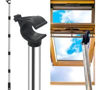 Window Pole Opener - Compatible with Vertical/Horizontal Sliding Windows, for Velux GGL & GGU Skylight Roof Windows, Stainless Steel Multi - Part Loft Hatch Pole with Hook (1.84m)