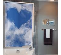 Window Privacy Film Blue Cloud Heart Window Stickers for Glass Self Adhesive Static Cling Removable Decorative for All Kinds of Smooth Glass Surface Privacy Film 60x116 cm (3 Pcs)
