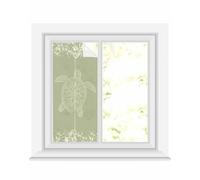 Window Privacy Film, Nautical Turtle on Sage Green Static Cling Frosted Glass Films Removable Sun Blocking Windows Film Sticker, Classic Ocean Animal Window Cover for Bathroom Home Office 17.7x39.3in