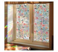 Window Privacy Film Rainbow Film Decorative Window Sticker, Green Vines Leaves Removable Static Cling Sticker Nature Pattern Tint for Glass Windows Door Decor(Blue Bird 100 * 43cm)
