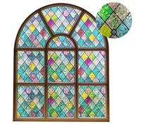 Window Privacy Film Stained Glass Colorful Window Privacy Film for Windows Self-adhesive Stained Glass Cling 17.7 * 118.1inch