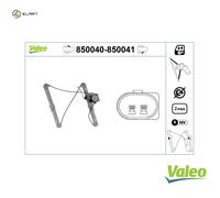 VALEO 850040 Window Regulator VALEO WINDOW REGULATOR Fitting side [Text]: LEFT FRONT Confort [Text]: Function type [Text] : Technology [Text]: