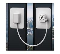 Window Restrictor Locks, 2 Pcs Self-Adhesive Window Door Restrictor Security Lock, Child Baby Safety Self Adhesive Security Wire Catch with Screws Keys, Fridge Door Lock No Punching