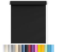 Window Roller Shades 60 x 80 cm Light Filtering Premium Fabric Easy Fit Day Night Roller Blinds Light Filter Easy Fit Roller Blinds for Bedroom Living Room Office, Black