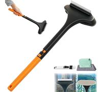 Window Screen Cleaning Brush, 2 in 1 Mesh Cleaning Brush, Window Screen Cleaner Tool with Squeegee, Multifunctional Double Sided Wet & Dry Cleaner for Patio Door Porch Screens