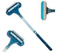 Window Screen Cleaning Brush, Mesh Screen Cleaner, 2 in 1 Window Screens Cleaner Tool, Effortless Handheld Dual-Side Glass Cleaners with Squeegee for Patio, Door, Porch Screens (Blue)