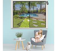 Window Screen Magnetic 90x110cm Black Hands Free Instant Mesh Mosquito & Bug Net Curtain Easy to Install for Any Window