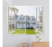 Window Screen Mesh 200x170cm Heavy Duty Mosquito Mesh Insects Protection Window Full Frame Magic Tape Net Partition Magnetism Automatically Closes White