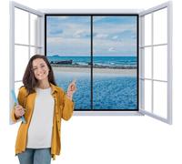 Window Screen Mesh 200x180cm Anti Mosquito Fly Curtain Window Screens Nets Magic Paste Curtains with Powerful Magnet for a Breezy Bug-Free Home Easy to Install Without Drilling Black