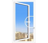 Window Screen Mosquito Netting, Self-Adhesive Insect Mesh, Fly Screen Window, Cat Protector Netting with Zipper, Fitted to Multiple Windows, White Mesh White Stickers (150x200cm)