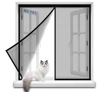 Window Screens for Keeping Out Flies 145x205cm Double Magnetic Fly Screens for Patio Doors, French Insect Door Net Fly Screen Curtain Mesh Black