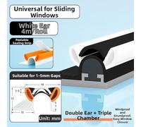Window Sealing Strip for 4M TPE Gap Seal for Noise Reduction and Thermal Insulation, Fits 1-5mm Gaps, Rabbit Shape Design, for Home Weatherproofing