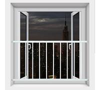 Window Security Bars, Safety Gate, No Trip Metal Safety Gate, Window Bars, Window Guard Rail for Children and Pet, Secure Pressure Fit Balcony Railing (70x110cm, White)