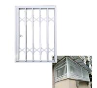 Window Security Grille White Intrusion & Fall Protection Grid for Adjustable Telescopic Window Barrier Balcony & Bedroom Door Brace (W110xH180cm 44x71in)