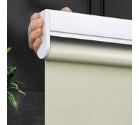 Window Shades Easy Fit Polyester Fabric Daylight UV Protection Roller Blind, Day and Night Translucent or Blackout Vision Curtains for Window and Door, Easy to Install, Beige