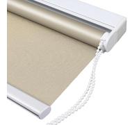 Window Shades Easy Fit Polyester Fabric Daylight UV Protection Roller Blind, Day and Night Translucent or Blackout Vision Curtains for Window and Door, Easy to Install, Beige