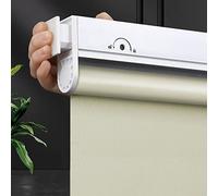 Window Shades Easy Fit Polyester Fabric Daylight UV Protection Roller Blind, Day and Night Translucent or Blackout Vision Curtains for Window and Door, Easy to Install, Beige