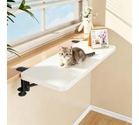 Window Sill Extension for Cats/Foldable Clamp on Desk Shelf, Desk Extender Tray No Punching, Multifunctional Table Extension for Small Space(White,70x20cm(27 1/2x7 7/8"))