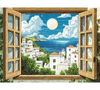 Window Sill Scenery Diamond Art Kits Adults, 5D DIY Diamond Painting Kit for Adults, Full Drill Crystal Art Crafts Painting Picture, Cross Stitch Embroidery Canvas, for Home Wall Decor 24x32 inch d-89