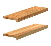 Window Sill Solid Oak Light Brown 70x20x2 cm Fine Sanded 2pcs Rustic Ledge Shelf