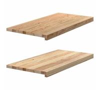 Window sills made of solid oak wood, 80 x 40 x 2 cm, pack of 2, untreated for interior windows, assembly and renovation, durable edging with natural grain, ideal for old buildings and new buildings
