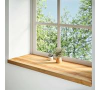 Window Sills Pack of 2 Light Brown 120 x 40 x 2 cm Solid Oak Wood Robust Edging for Window Frames Ideal for New Construction Old Building Renovation, Easy Assembly and Durable Use