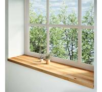 Window Sills Set of 2 Light Brown Solid Oak Wood 160 x 40 x 2 cm, Interior Window Frame Edging, Mounting Accessories for New Building Old Buildings, Heat Protection and Sound Insulation