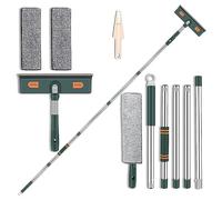 Window Squeegee, 2 in 1 Window Squeegee Cleaner Tool with Extension Pole, Telescopic Window Squeegee with 90° Rotating Head, Window Cleaning Equipment Kit for Home Shower Car Windshield