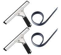 Window Squeegee Glass Cleaning Equipment, Streak-Free Window Cleaning Squeegee for Shower Screens and Vehicle Glass, 4-Piece Set with 0.6mm Thick 25cm Blade and 225cm Replacement Rubber Strip