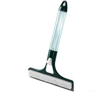 Window Squeegee with Integrated Water Sprayer and Absorbent Sponge for One-Handed Glass Cleaning Tasks (Dark Green)