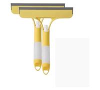 Window Squeegees, 2pcs 3-In-1 Window Cleaning Squeegee With Spray Bottle And Scrub Multicolor 21.5x25.7cm(Yellow)
