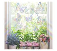 Window Stickers Butterfly Window Stickers Electrostatic Removable Rainbow Prism Hollow Out Butterflies Glass(Style 2)