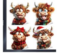 Window Stickers Christmas | Cow Holiday Decor | Electrostatic Adhesion Window Decoration Sticker,for School Office Home Store Living Room Bedroom Study Classroom Nursery